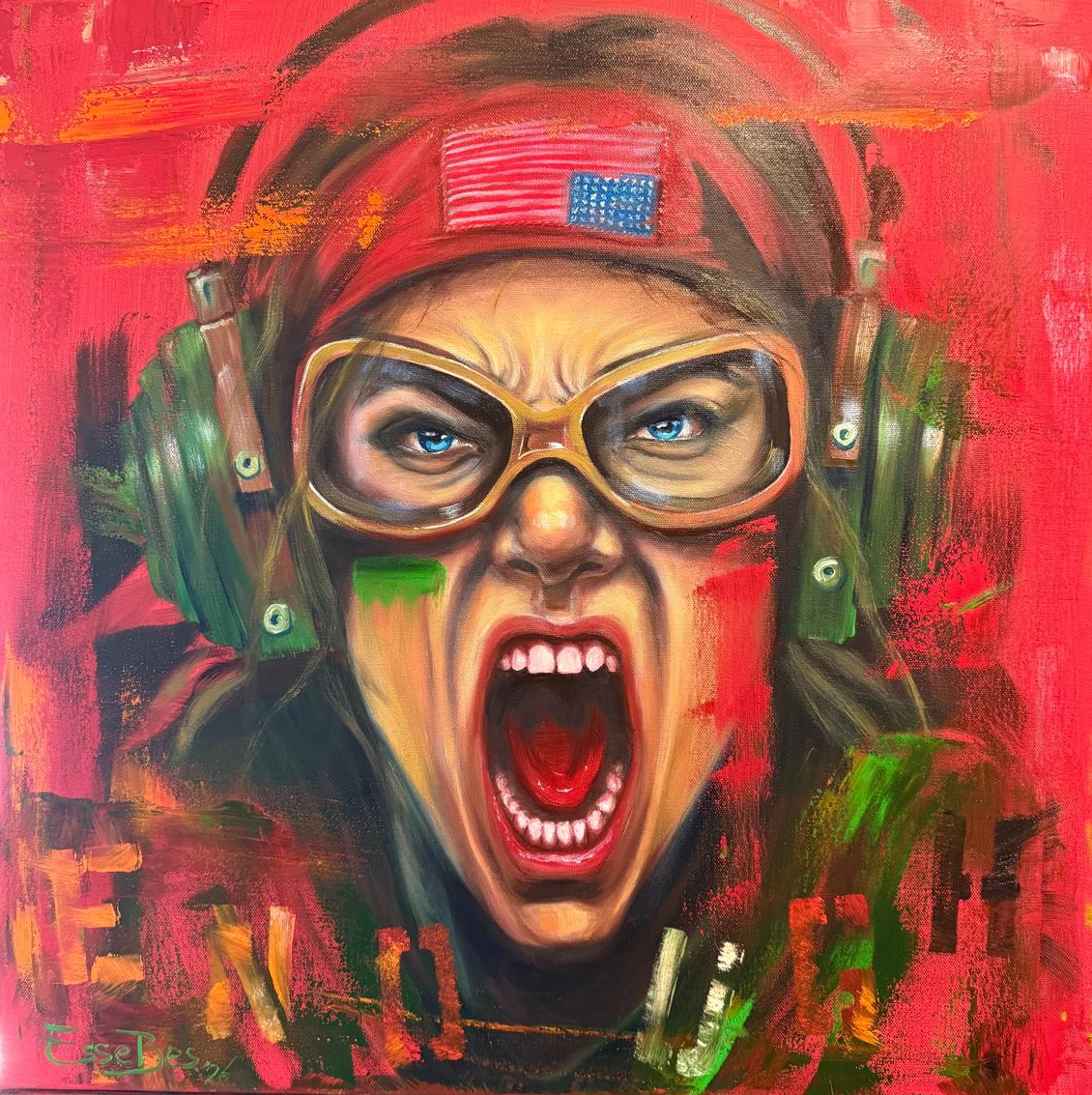 Fury, The Whole World Is Watching VI, painting by Essebes